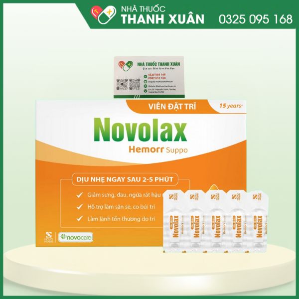 Viên đặt trĩ Novolax - Tăng sức bền thành mạch, làm co búi trĩ